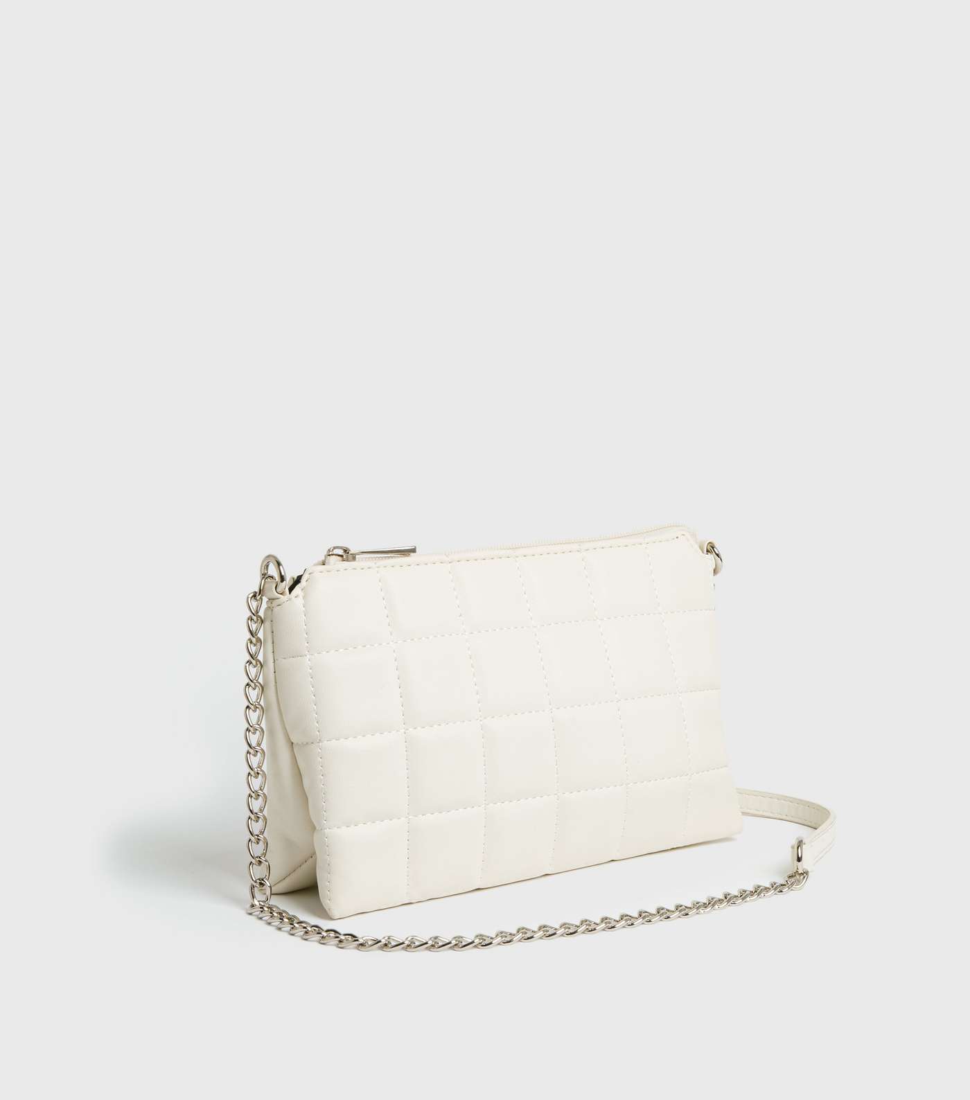 White Checkerboard Quilted Shoulder Bag Image 3