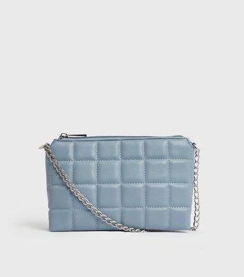 shop for Pale Blue Checkerboard Quilted Shoulder Bag New Look at Shopo