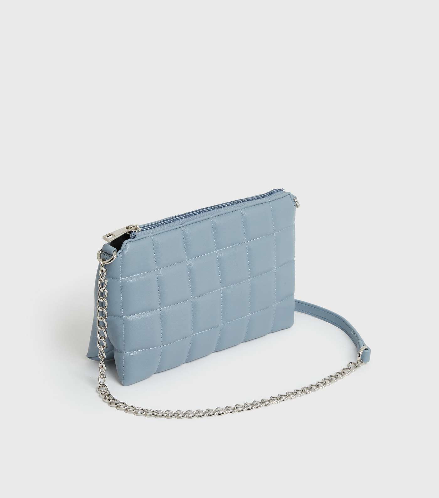 Pale Blue Checkerboard Quilted Shoulder Bag Image 3