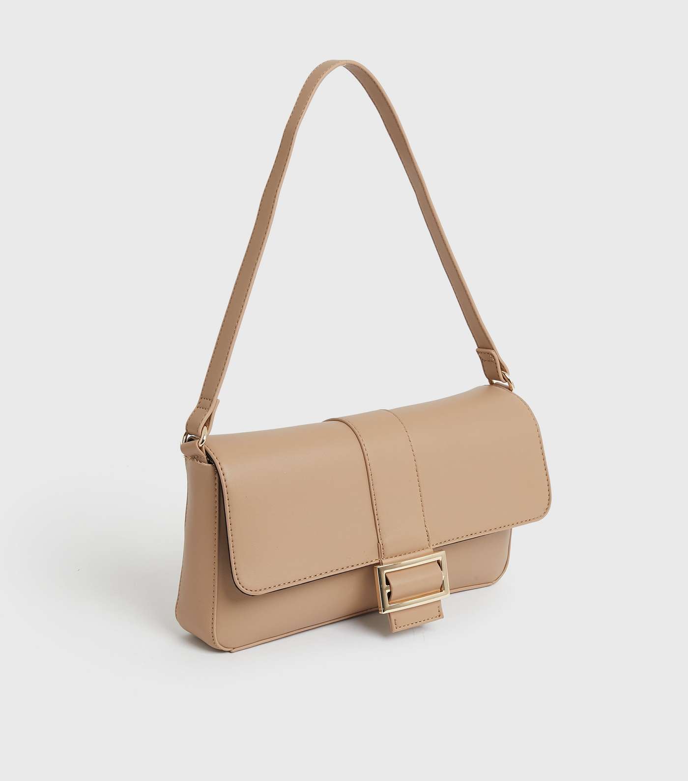 Camel Leather-Look Baguette Shoulder Bag Image 3