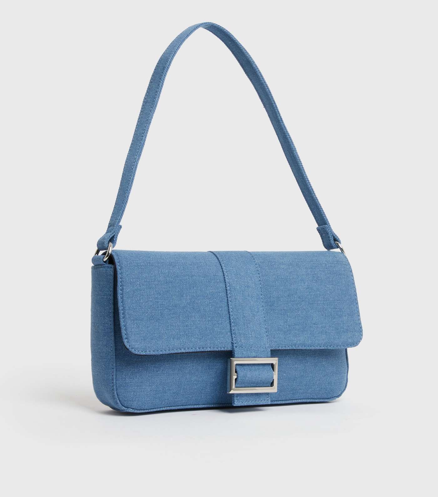 Blue Denim Baguette Shoulder Bag Image 3