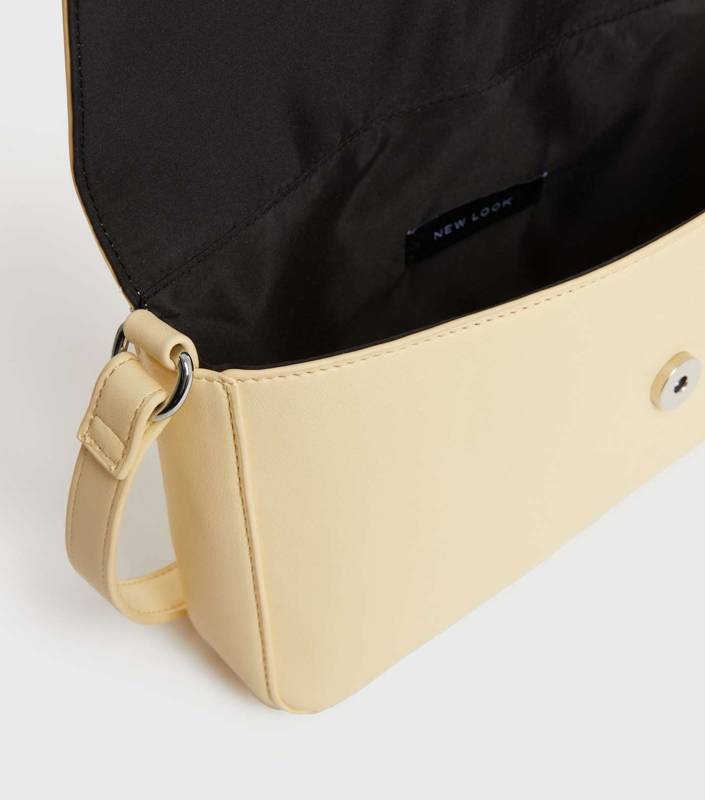Pale Yellow Leather-Look Baguette Shoulder Bag Image 4
