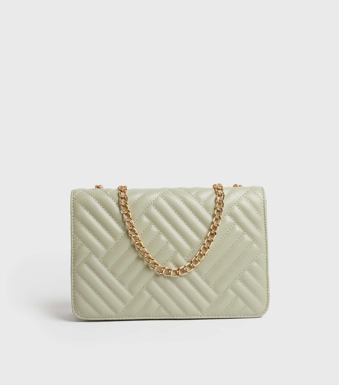 Light Green Quilted Chain Cross Body Bag