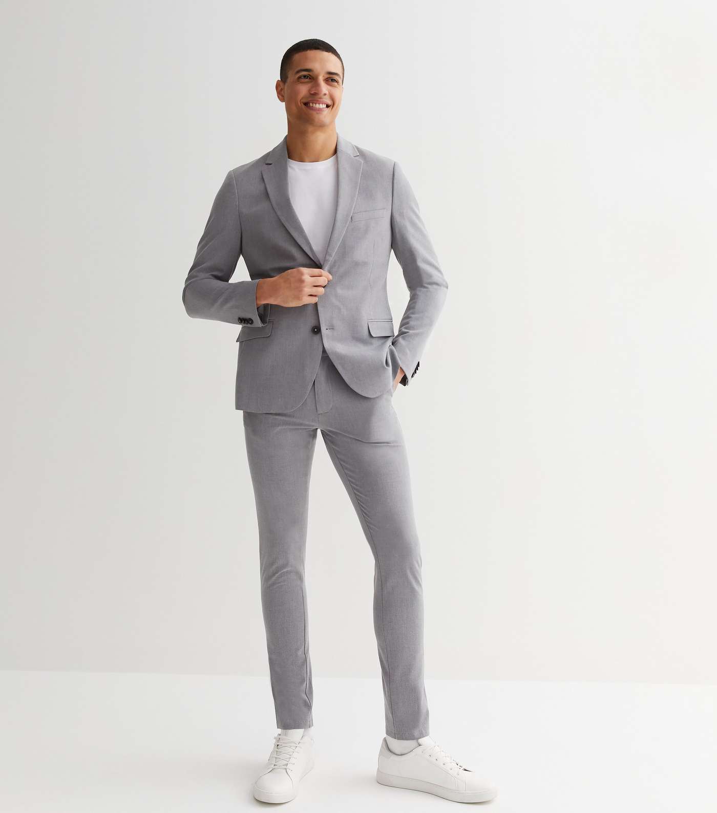 Grey Marl Super Skinny Fit Suit Jacket Image 2