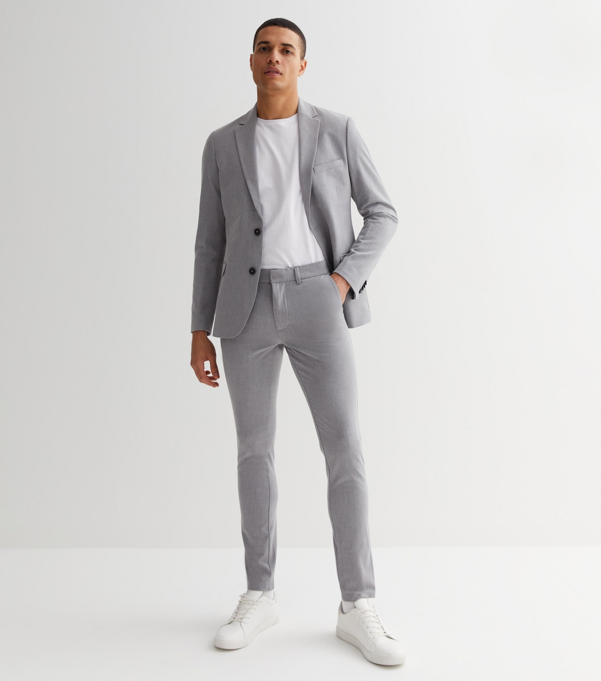 Men's Grey Marl Super Skinny Suit Trousers New Look