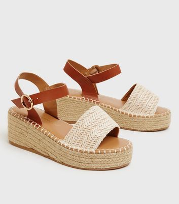 Wide Fit Tan Espadrille Wedge Sandals 