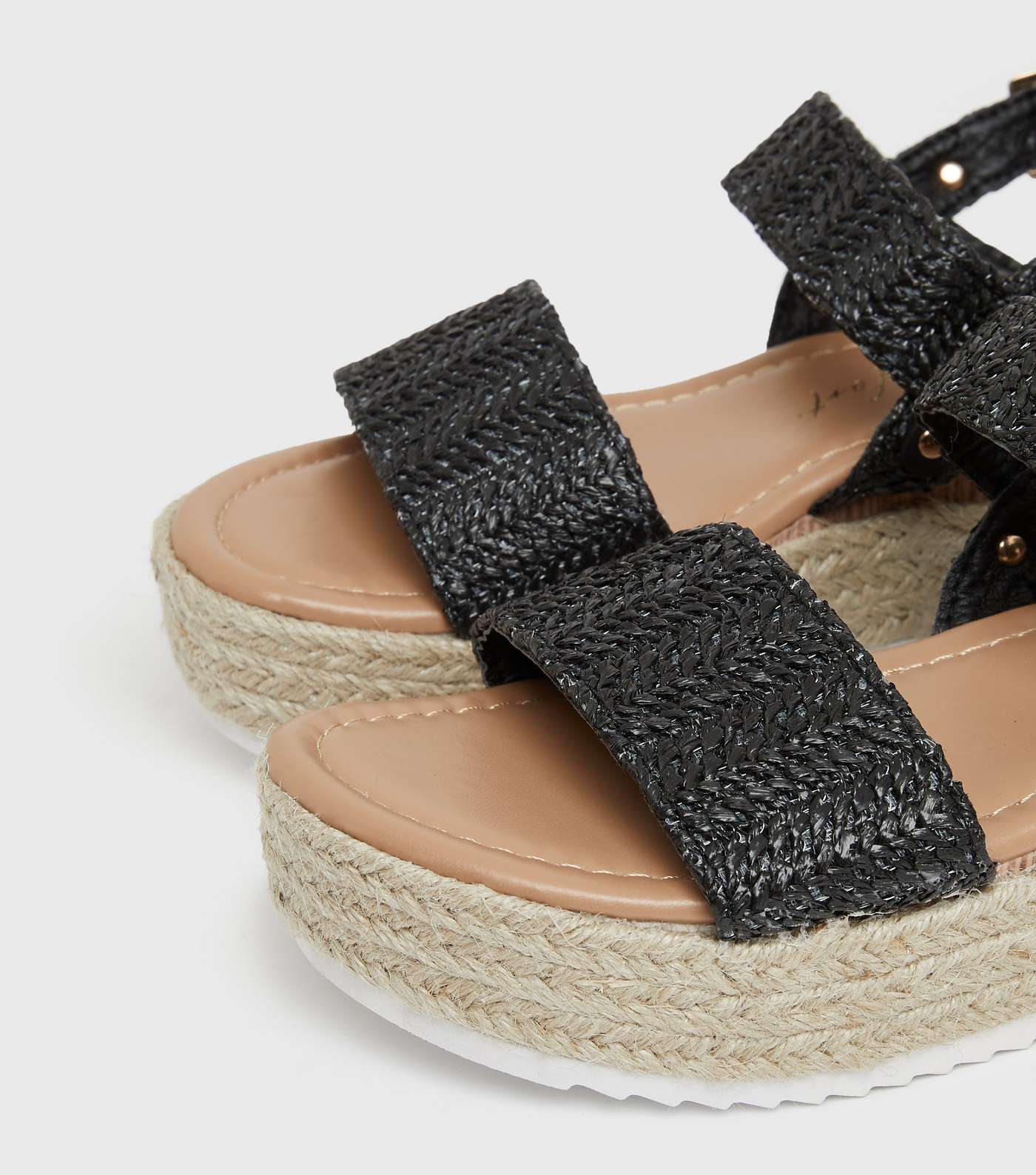 Black Woven Chunky Espadrille Sandals Image 3