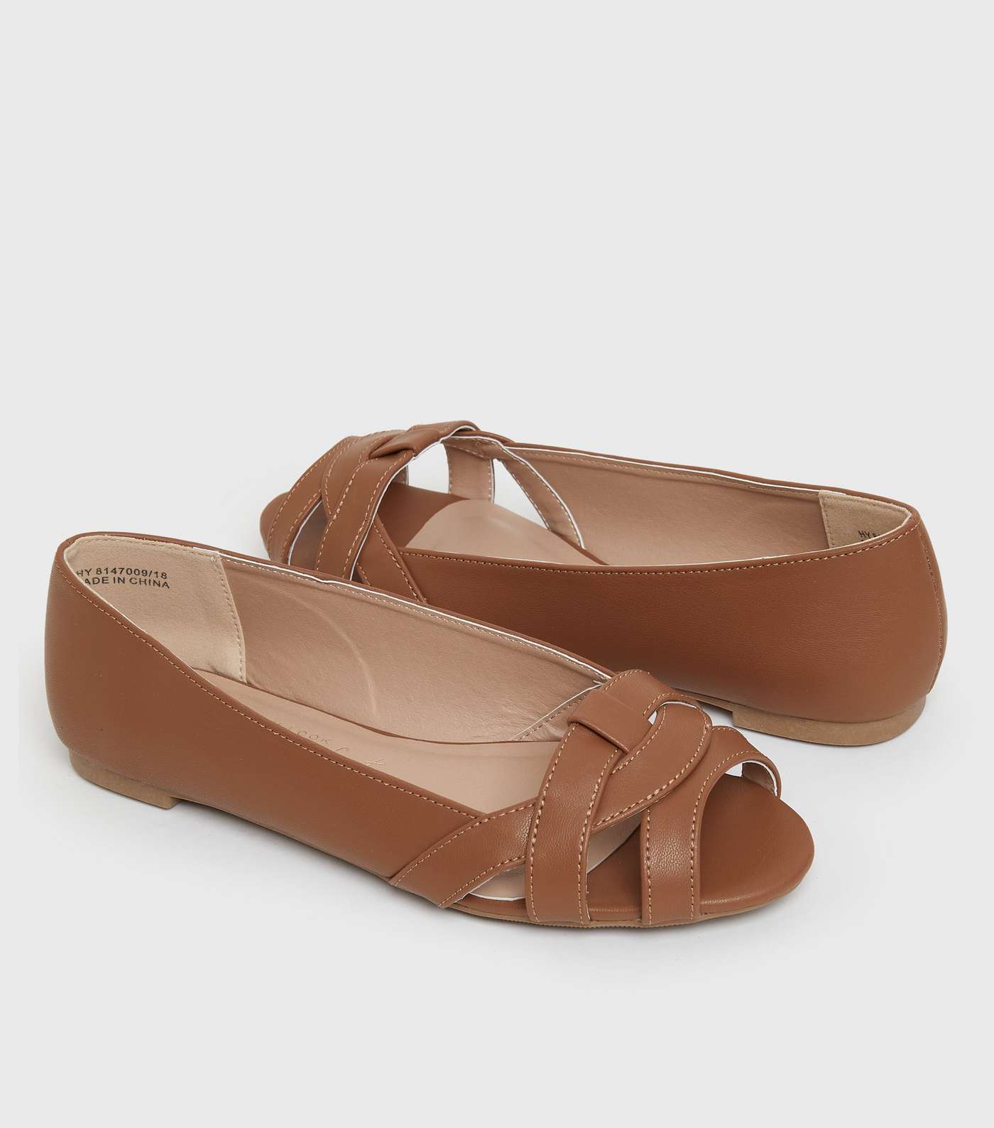 Wide Fit Tan Strappy Open Toe Sandals Image 3
