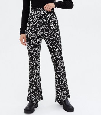 Petite Black Ditsy Floral High Waist 