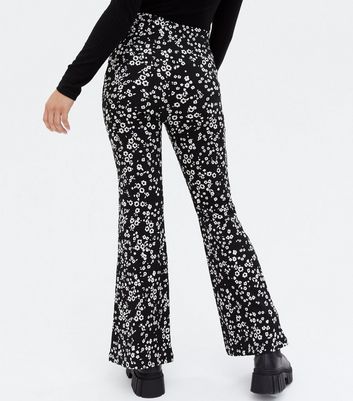Petite Black Ditsy Floral High Waist 