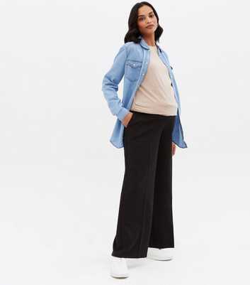 Maternity Black Over Bump Tailored Wide Leg Trousers