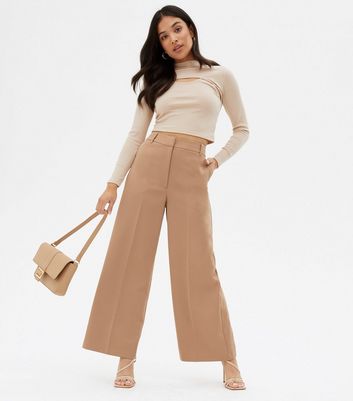 Petite Camel Wide Leg Trousers | New Look