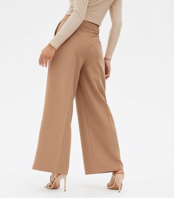 Petite Camel Wide Leg Trousers | New Look