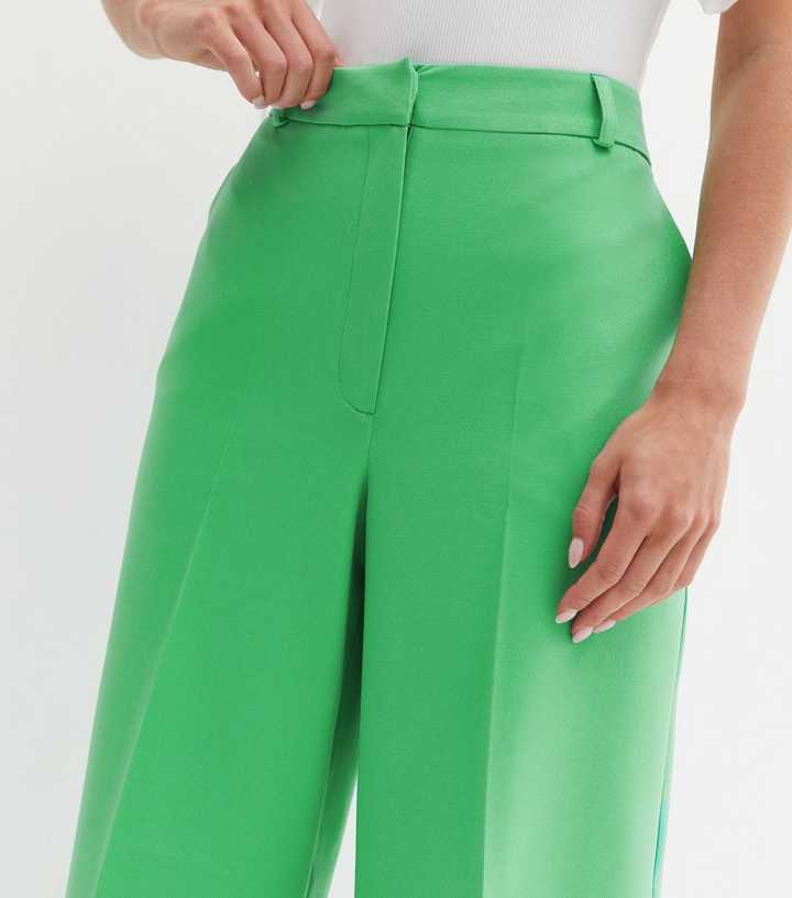 Women's Green Petite Wide Leg Pants