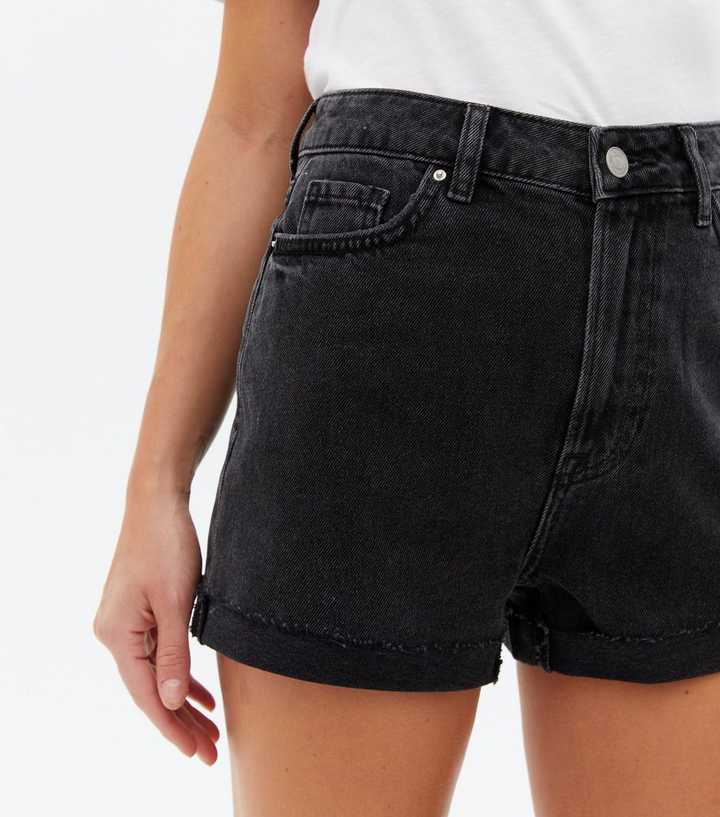 Black Denim Shorts Mom New | Look