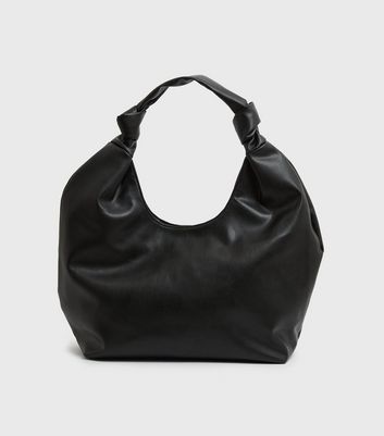 Damen Accessoires Black Leather-Look Knot Slouch Tote Bag