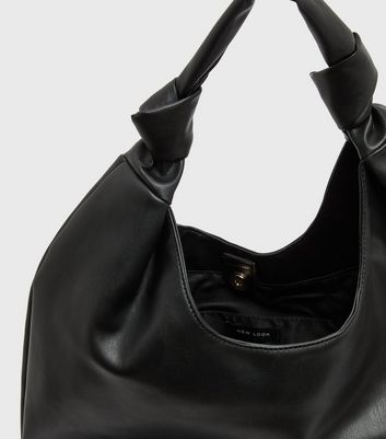 shop for Black Leather-Look Knot Slouch Tote Bag New Look at Shopo