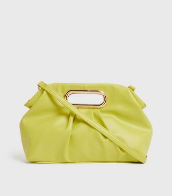 shop for Green Leather-Look Ruched Clutch Bag New Look at Shopo