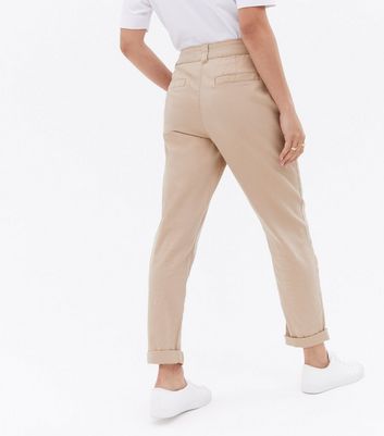 Cotton Beige Color Womens Slim Fit Plain Trousers