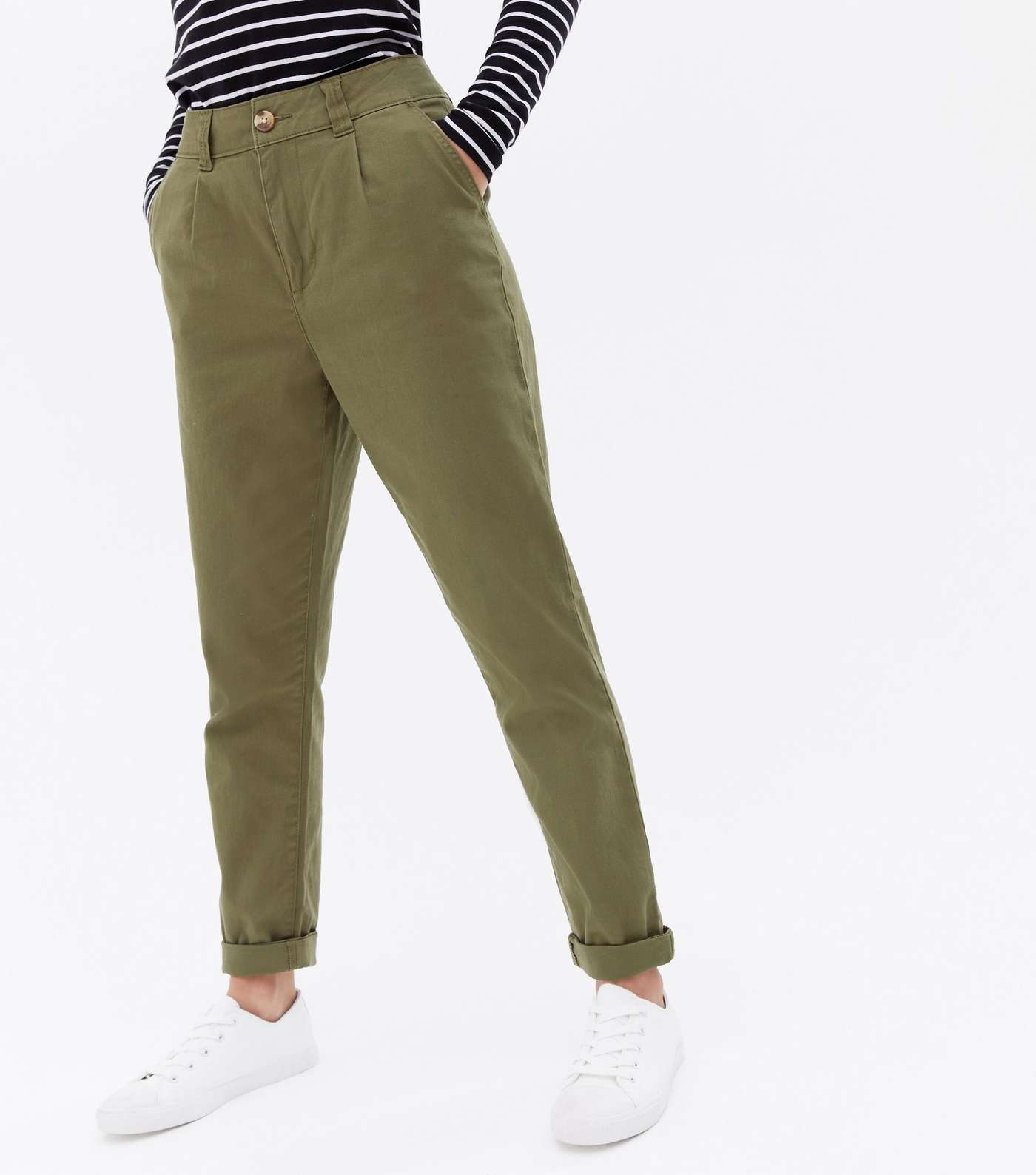 Khaki Slim Chino Trousers Image 2