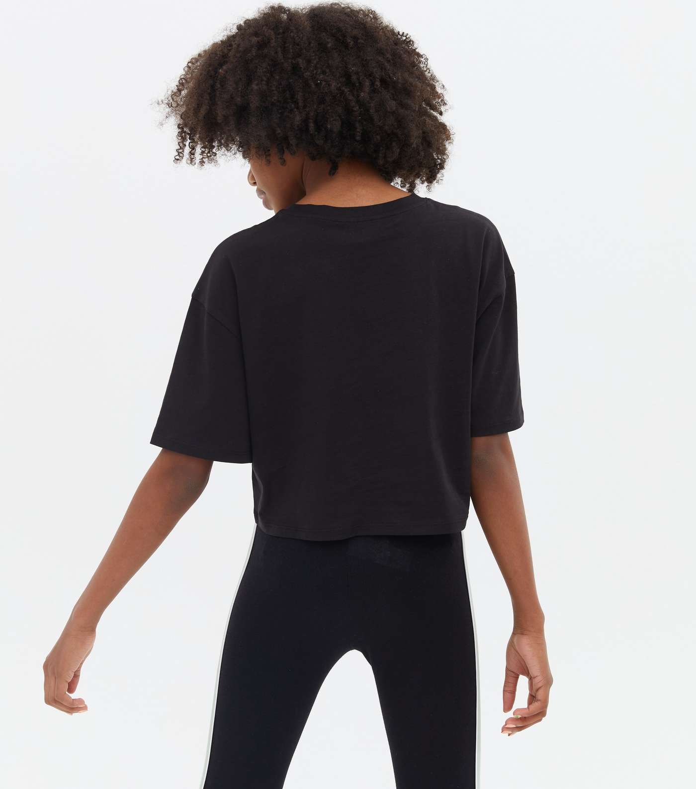 Girls Black Drop Shoulder Boxy T-Shirt Image 4