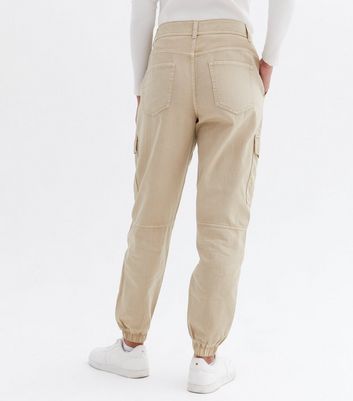 Stone Cargo Utility Trousers  New Look