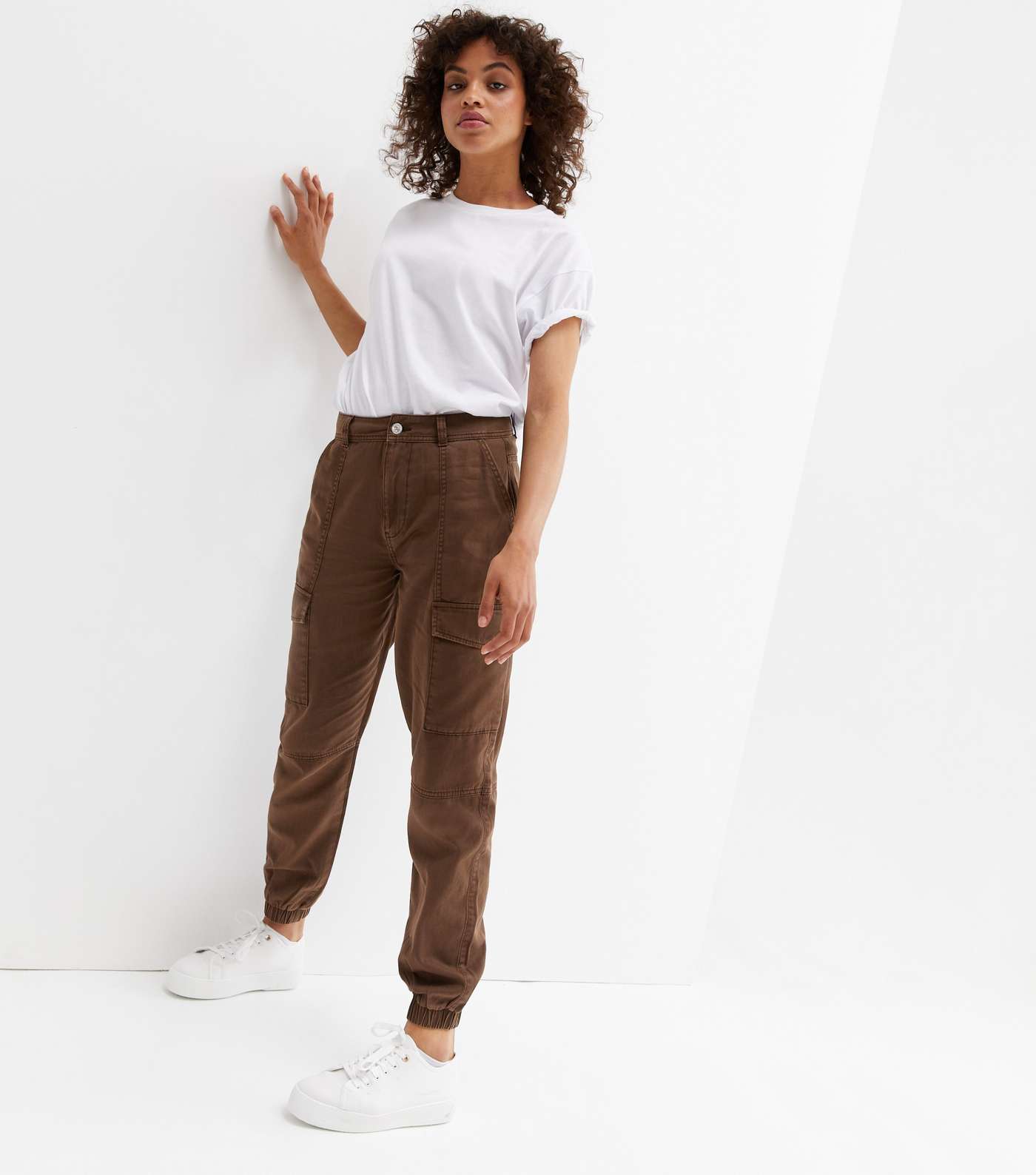 Dark Brown Cargo Utility Trousers Image 3