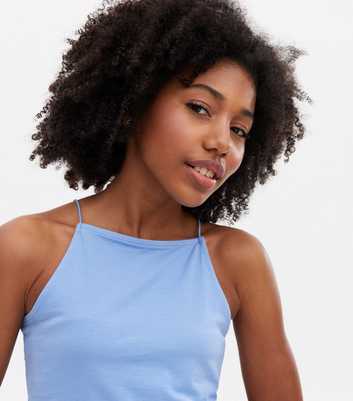 Girls Blue Spaghetti Strap Square Neck Cami