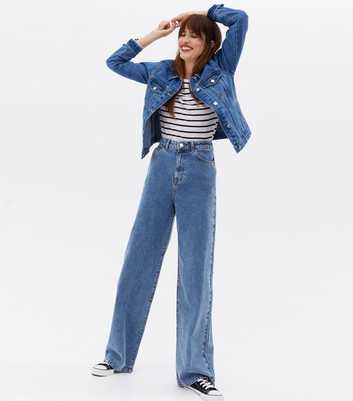 Tall Blue High Waist Wide Leg Dad Jeans