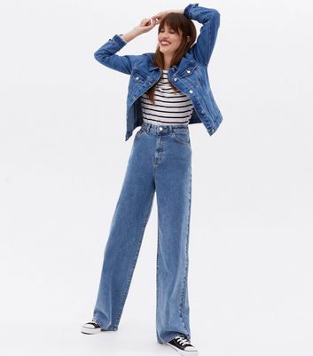 Tall Blue High Waist Wide Leg Dad Jeans 
