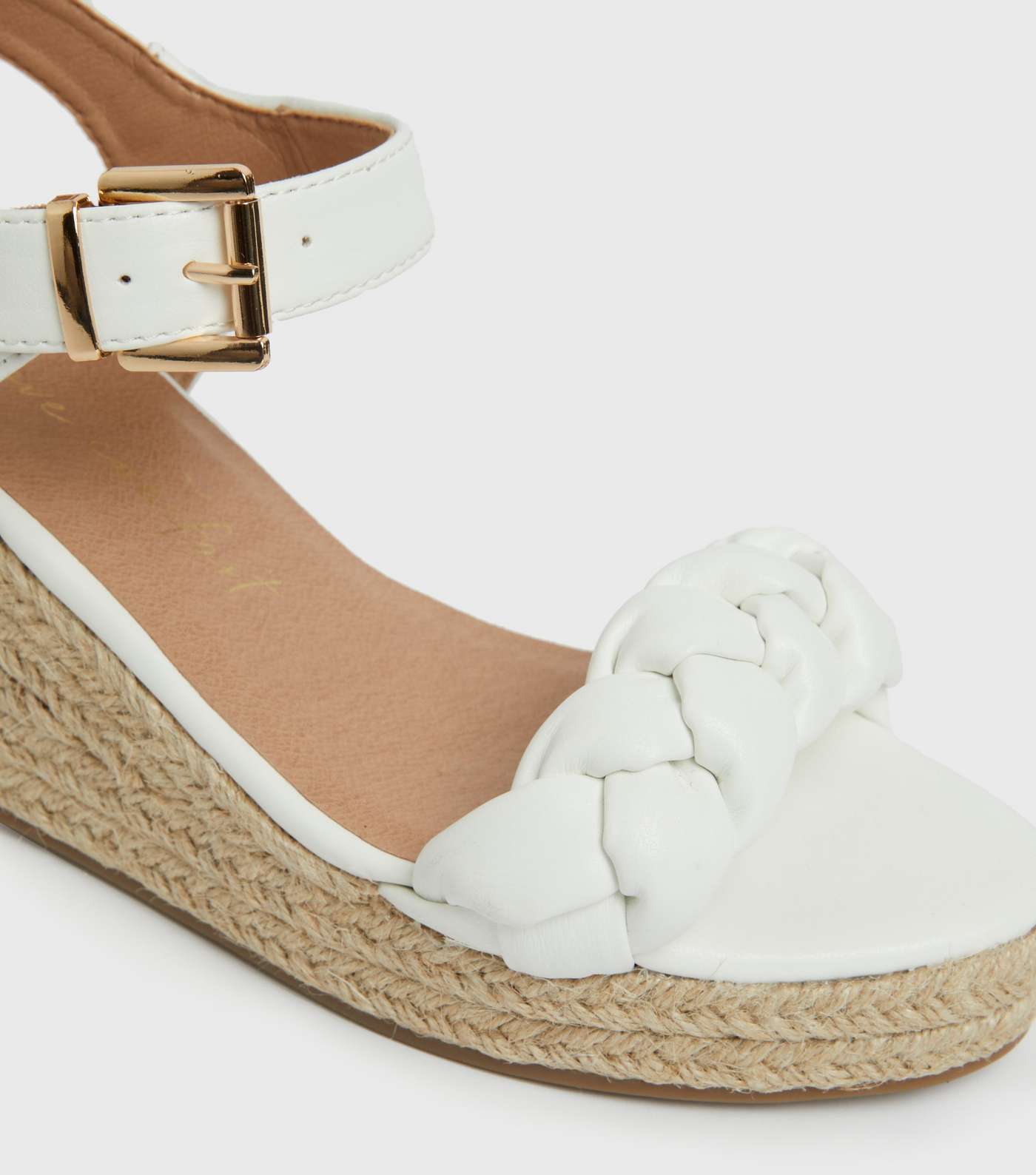 White Plaited Espadrille Wedge Sandals Image 4
