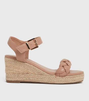 Light Brown Plaited Espadrille Wedge Sandals New Look