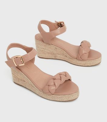 New Look Women's Light Brown Plaited Espadrille Wedge Sandals Vegan - UK 8