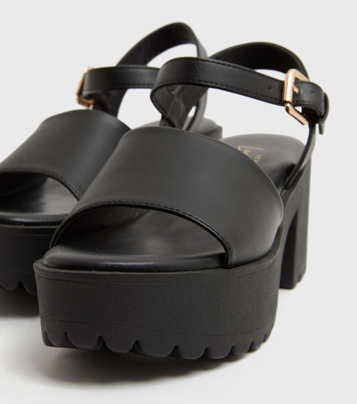 Black Block Heel Platform Sandals Image 4