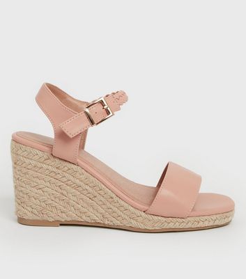 shop for Wide Fit Cream 2 Part Espadrille Wedge Sandals New Look Vegan at Shopo