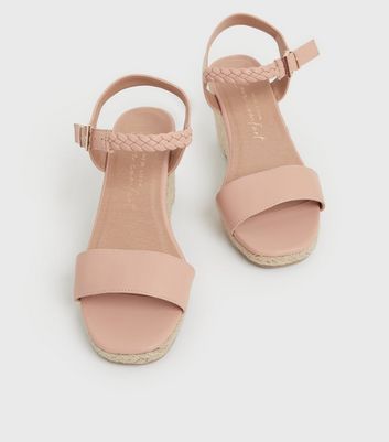 Pink low 2024 wedge sandals