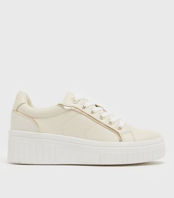 New look white platform hot sale trainers