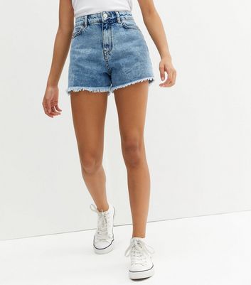 Girls Pale Blue Butterfly Denim Frayed 