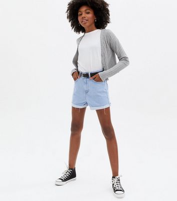 Belted store jean shorts