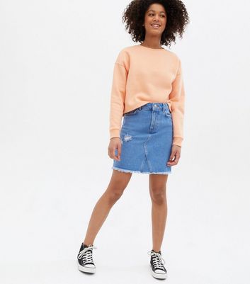 Denim skirt ripped clearance hem