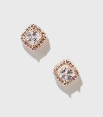 Rose gold square hot sale stud earrings