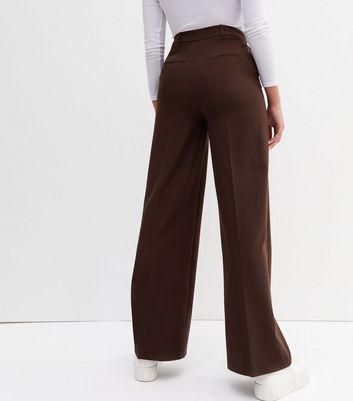 dark brown wide leg trousers