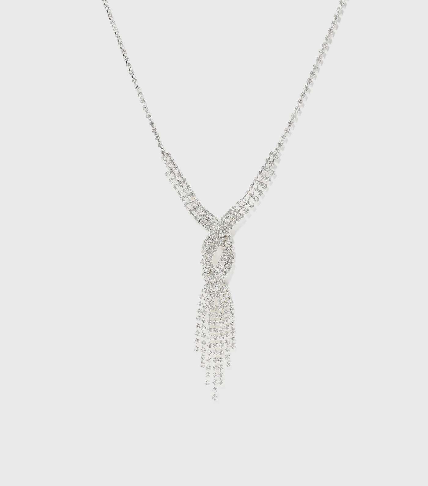 Silver Diamanté Twist Tassel Necklace