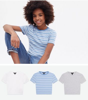 Girls blue and white striped outlet shirt