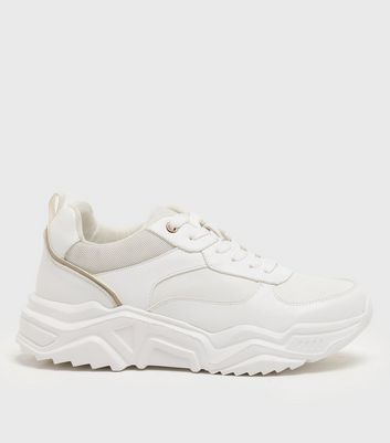 Chunky white sale leather trainers