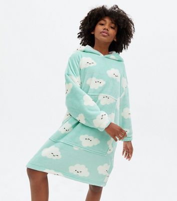 Girls Mint Green Cloud Fleece Oversized Blanket Hoodie New Look