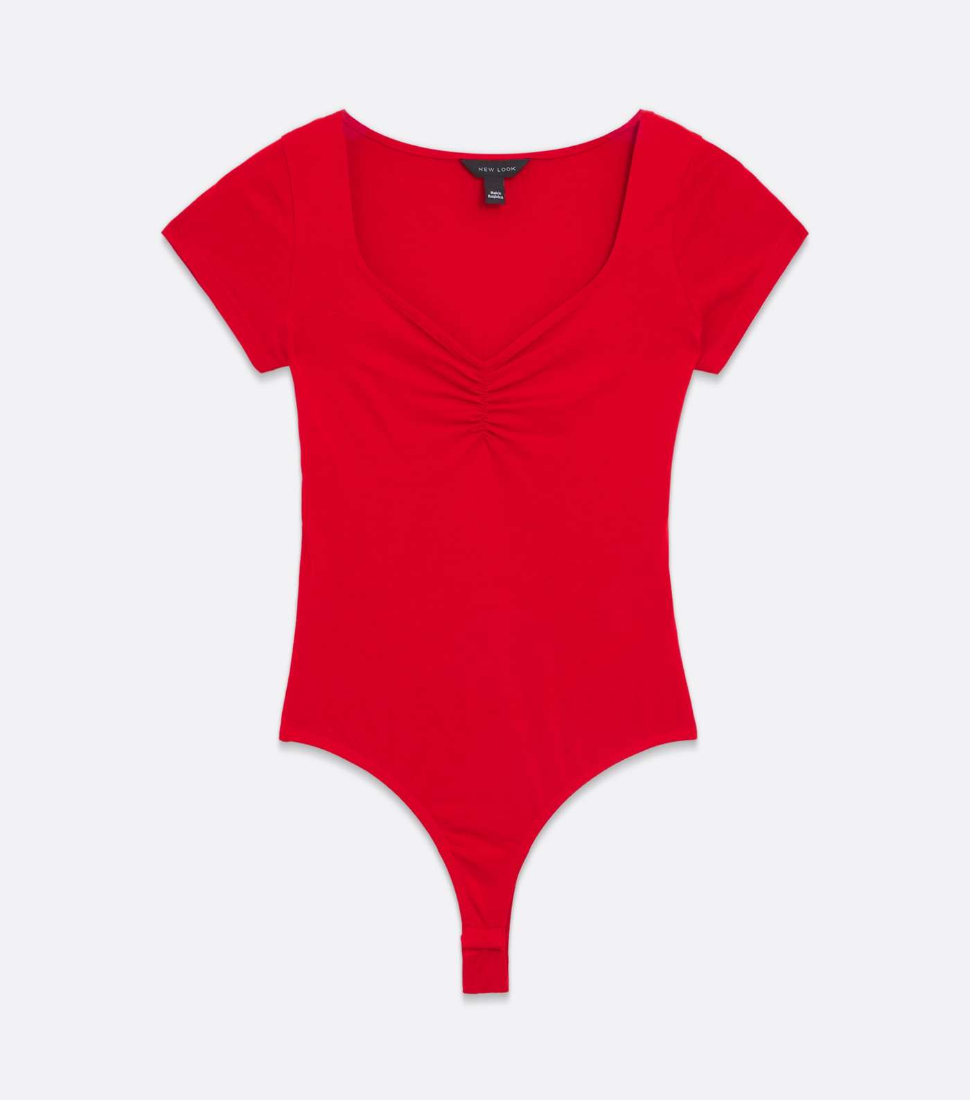 Red Ruched Sweetheart Bodysuit Image 5