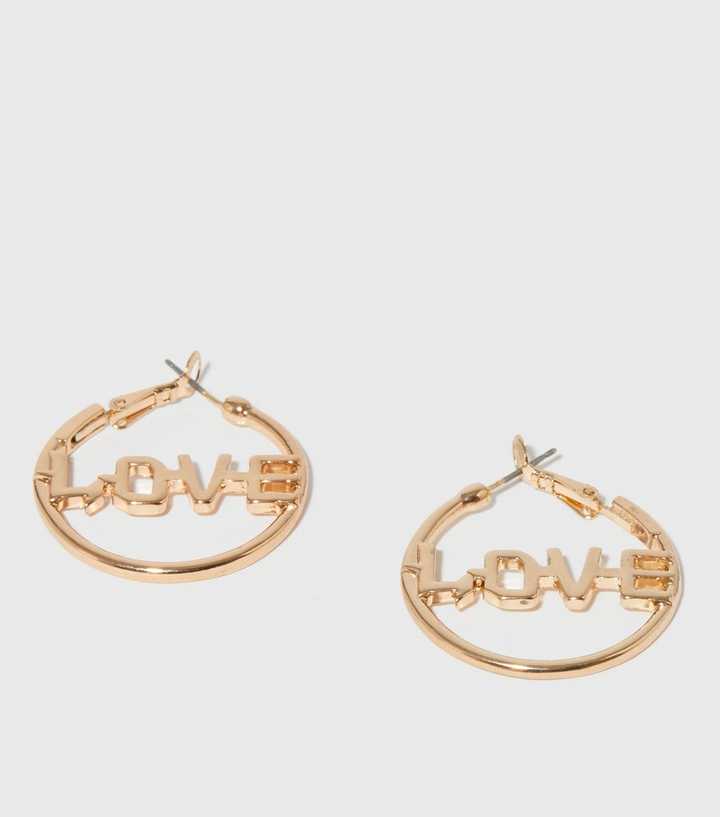 Gold Love Hoop Earrings