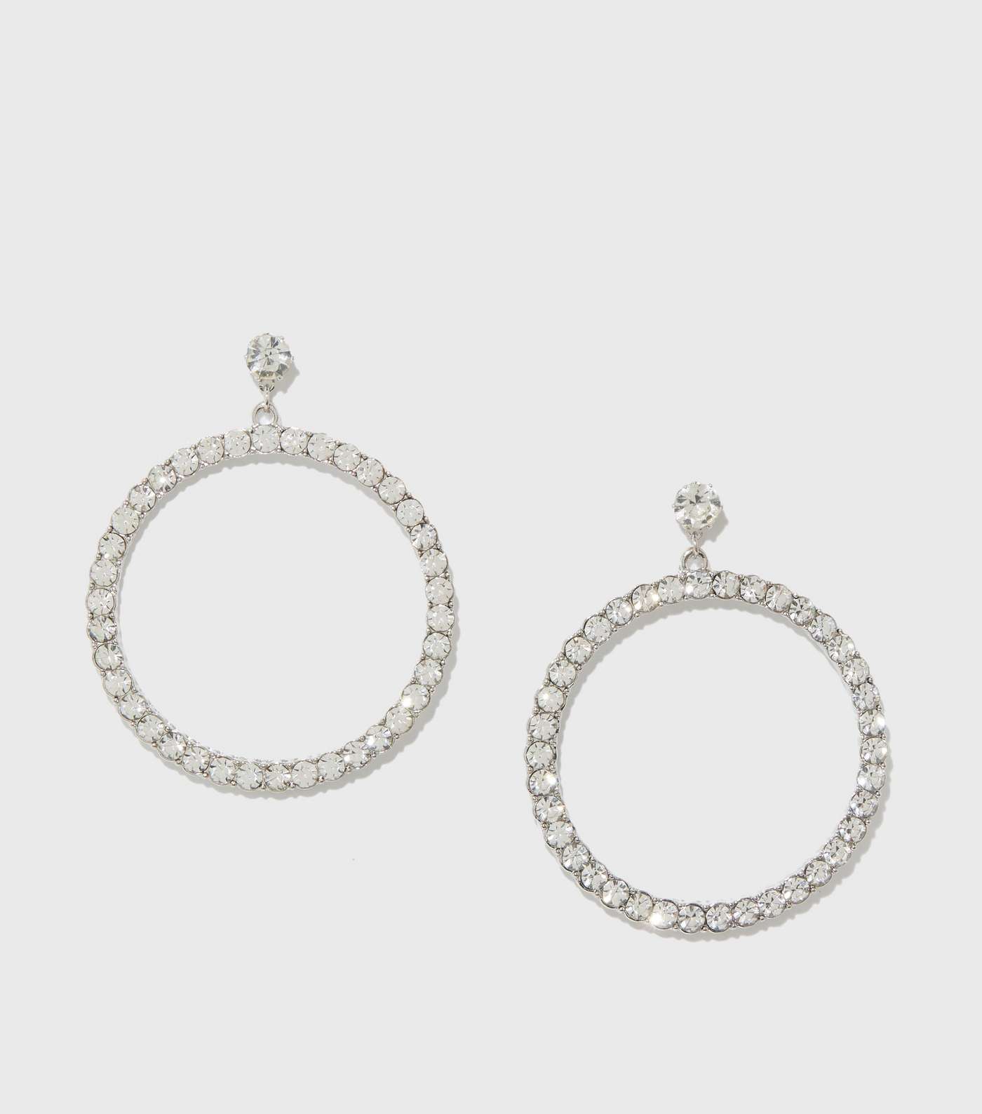Silver Diamanté Disc Earrings Image 2