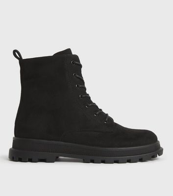 shop for Black Suedette Lace Up Ankle Boots New Look Vegan at Shopo
